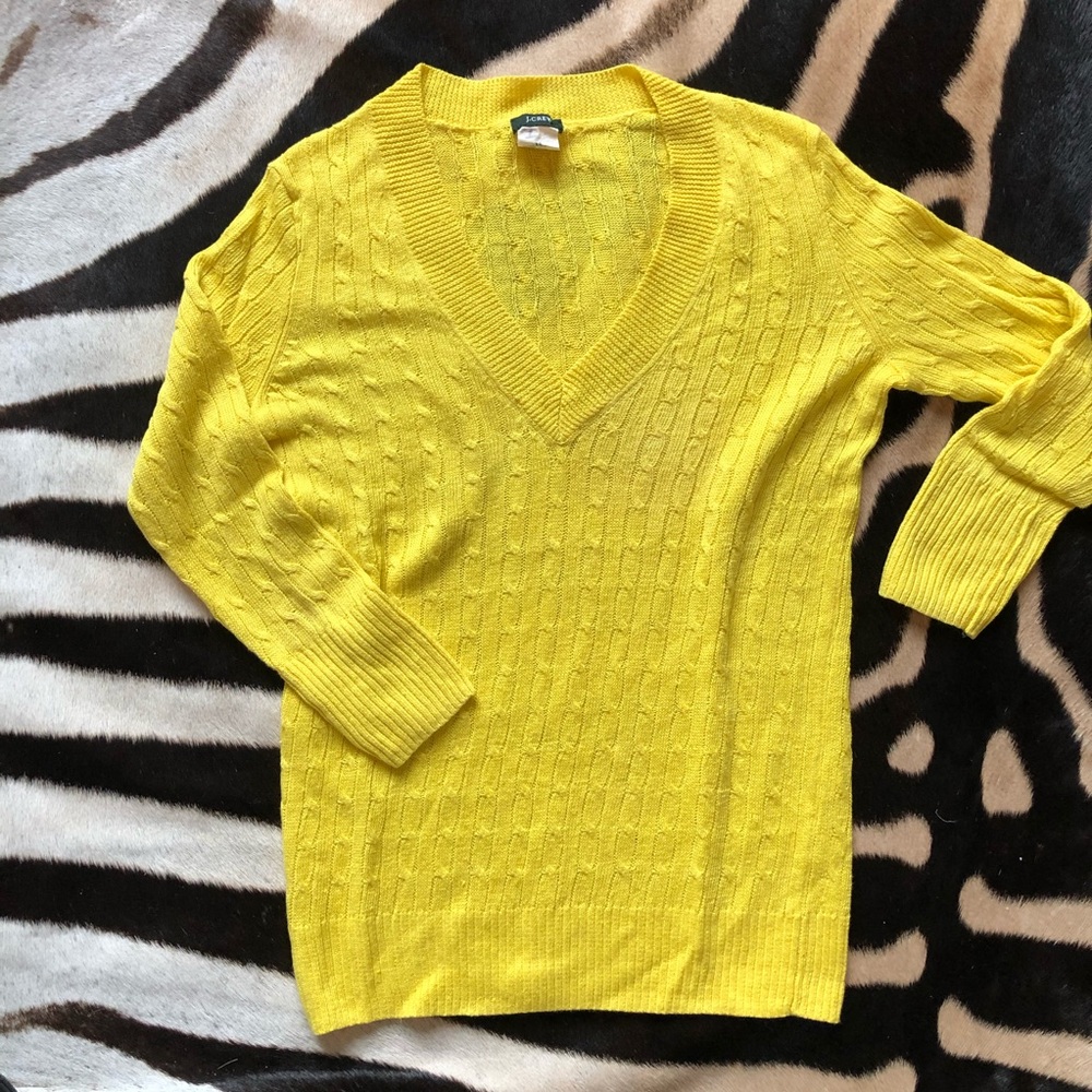 Jcrew Lightweight yellow cable sweater